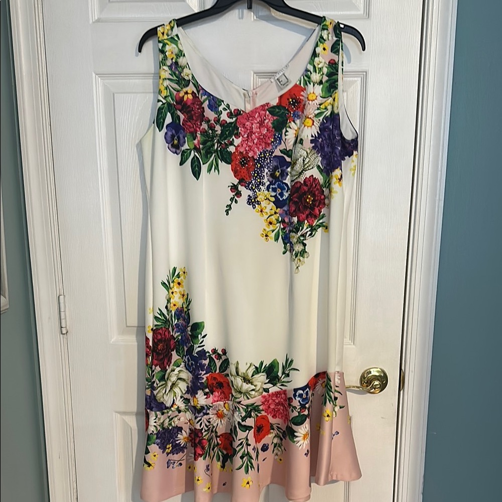 VENUS Floral Mini Dress - White and Multicolor